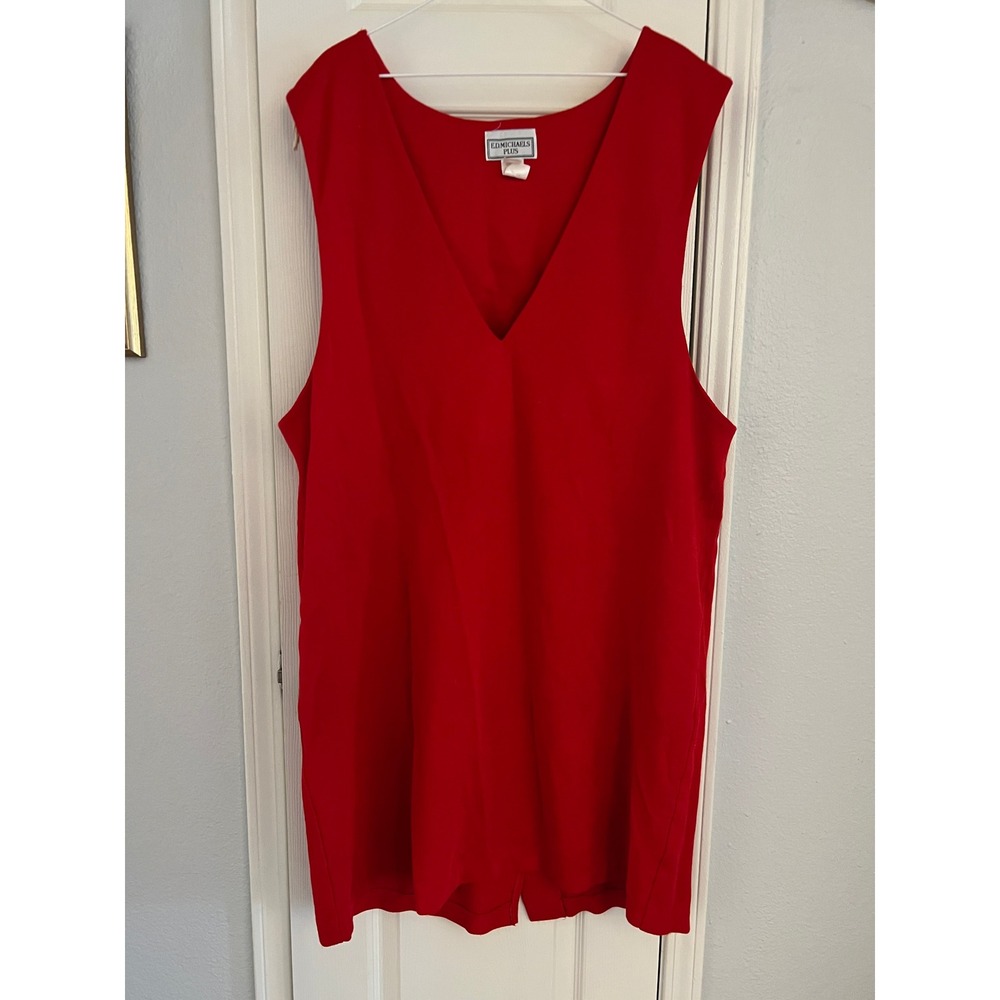 ED‎ Michaels Red Sleeveless V-Neck Shift Dress Women's Plus Size 20 Elegant